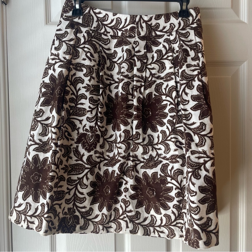 Talbots floral pleated skirt size 2 linen blend